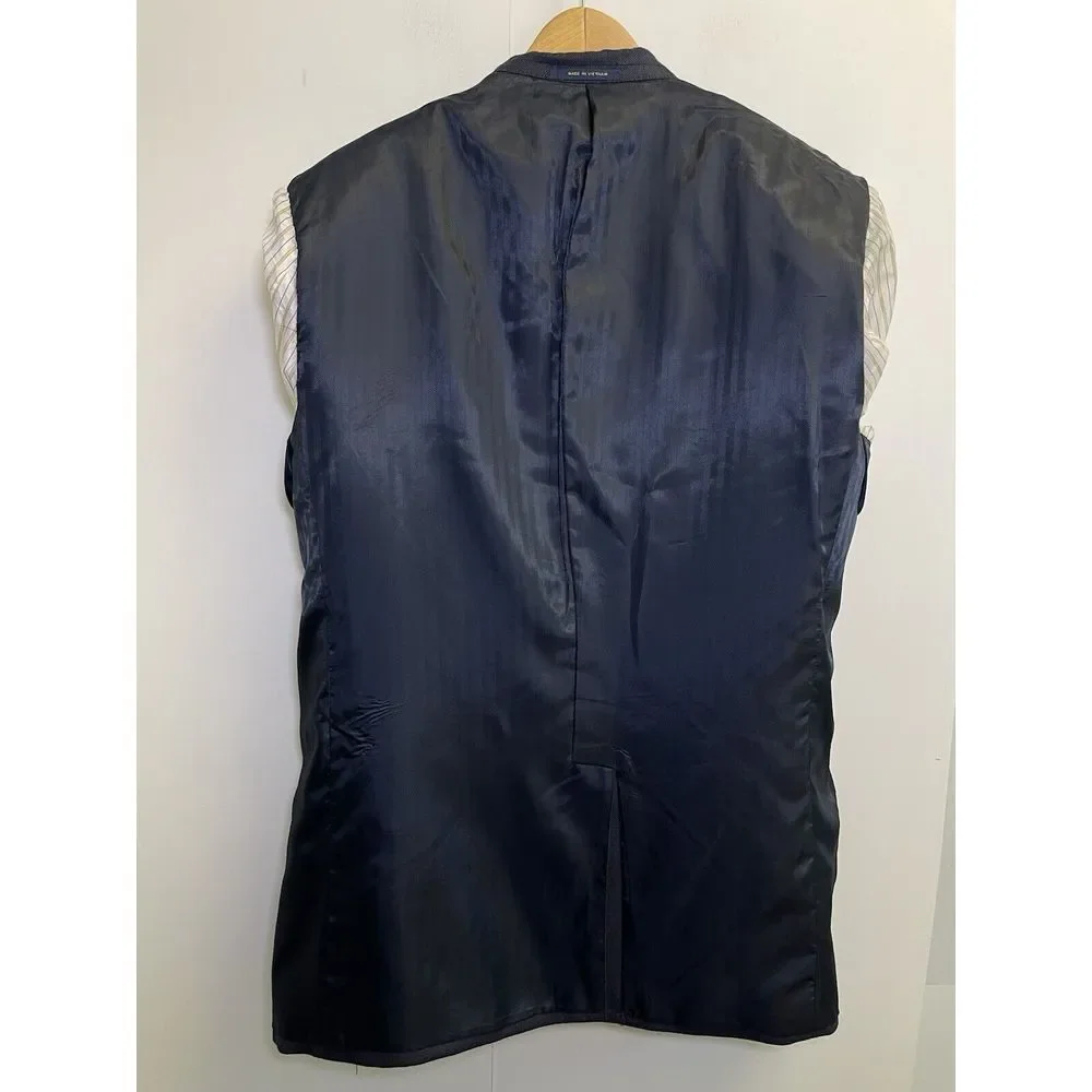 Club Room Mens 44L Navy Blue Blazer Herringbone Poly Blend Sport Coat‎ Jacket